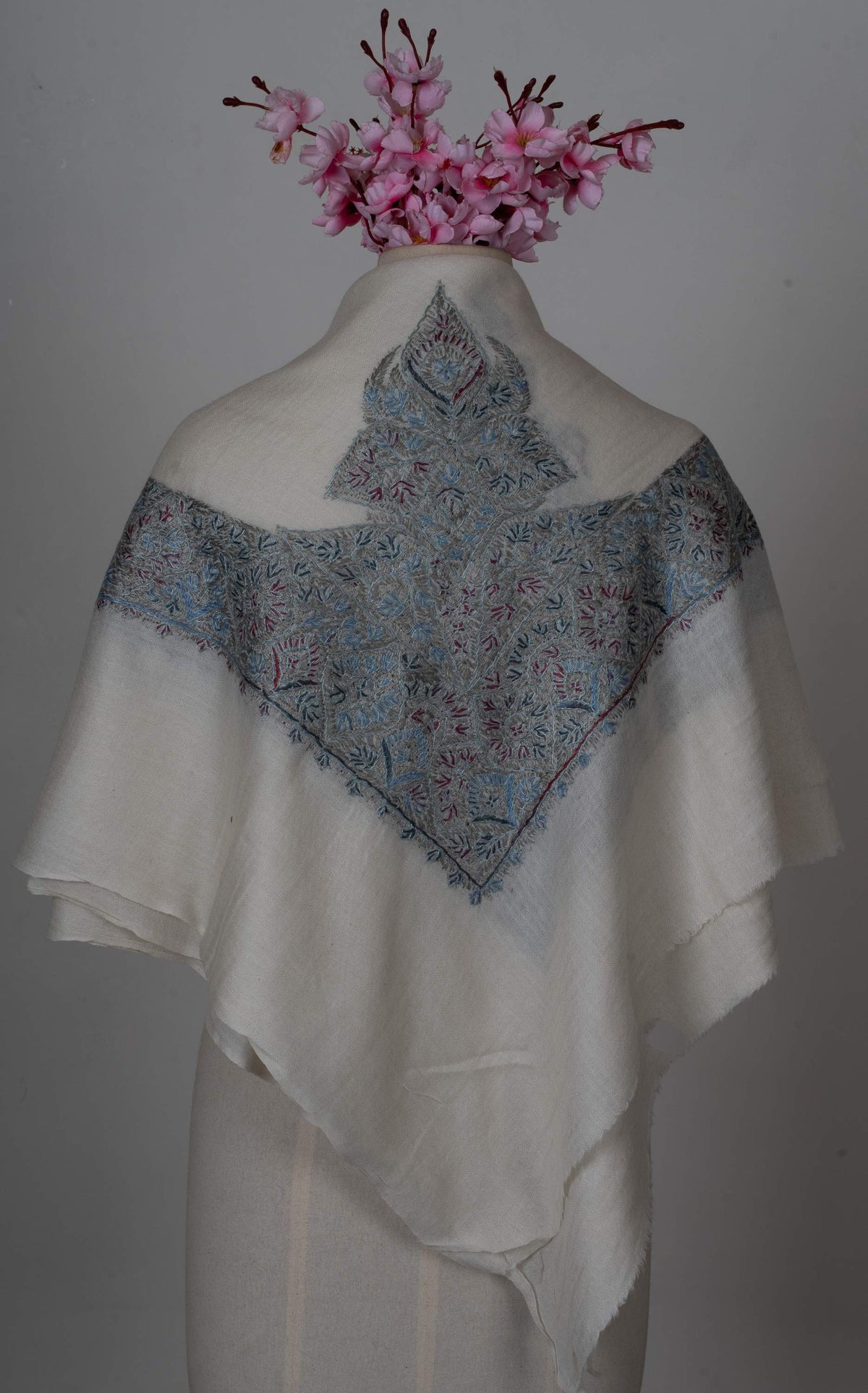 Glacier Bloom Rumal 58 inches — Sozni Hand Embroidered