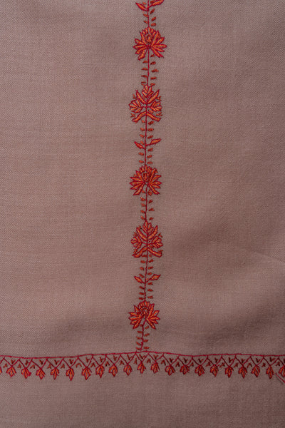 Rosy Drift Sozni Hand Embroidered Merino Wool Shawl