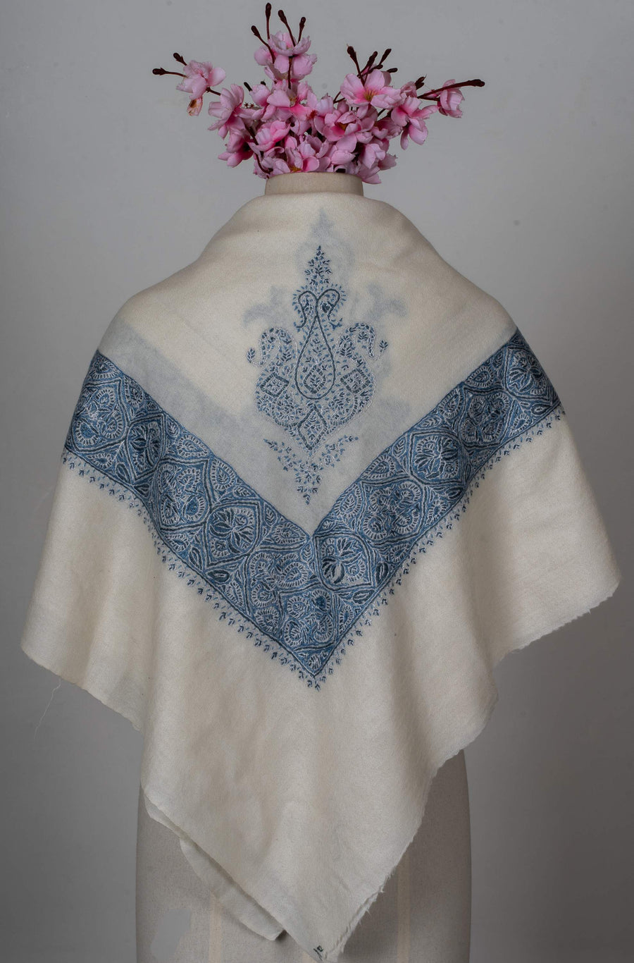 Indigo Crest Rumal 58 inches — Sozni Hand Embroidered