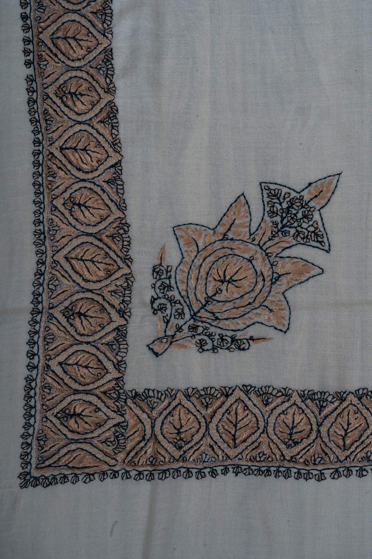 Sandstone Leaf Rumal 58 inches — Sozni Hand Embroidered