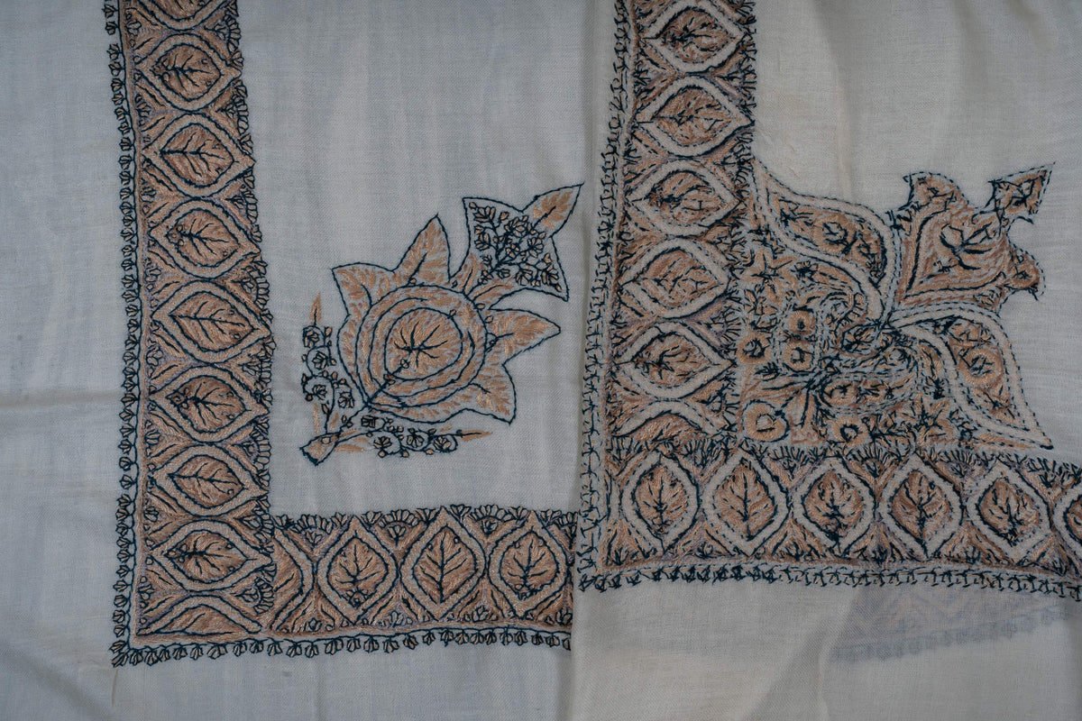 Sandstone Leaf Rumal 58 inches — Sozni Hand Embroidered