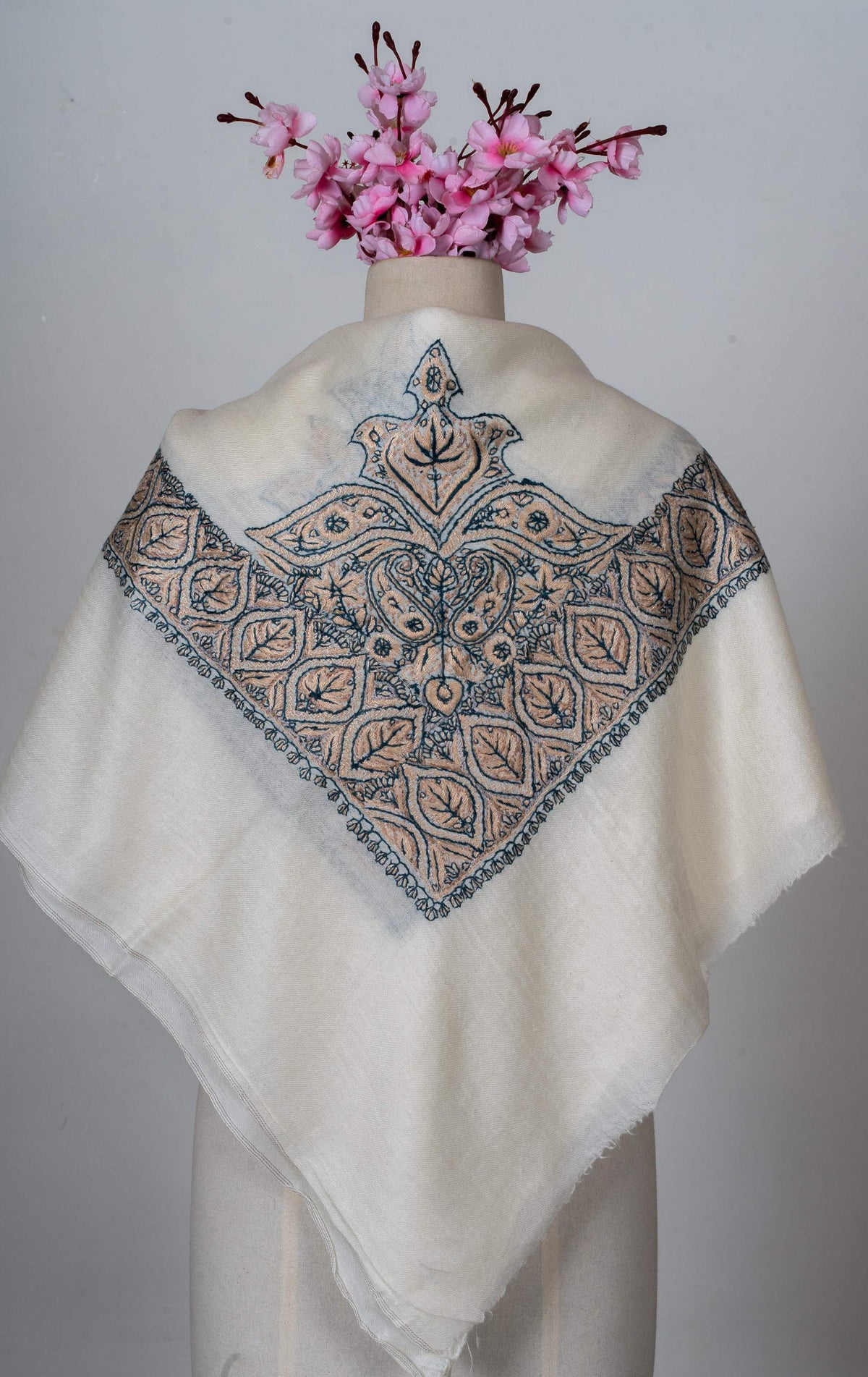 Sandstone Leaf Rumal 58 inches — Sozni Hand Embroidered