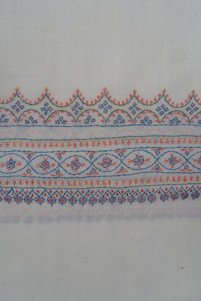 Snowcrest Elegance Sozni Hand Embroidered Merino Wool Shawl