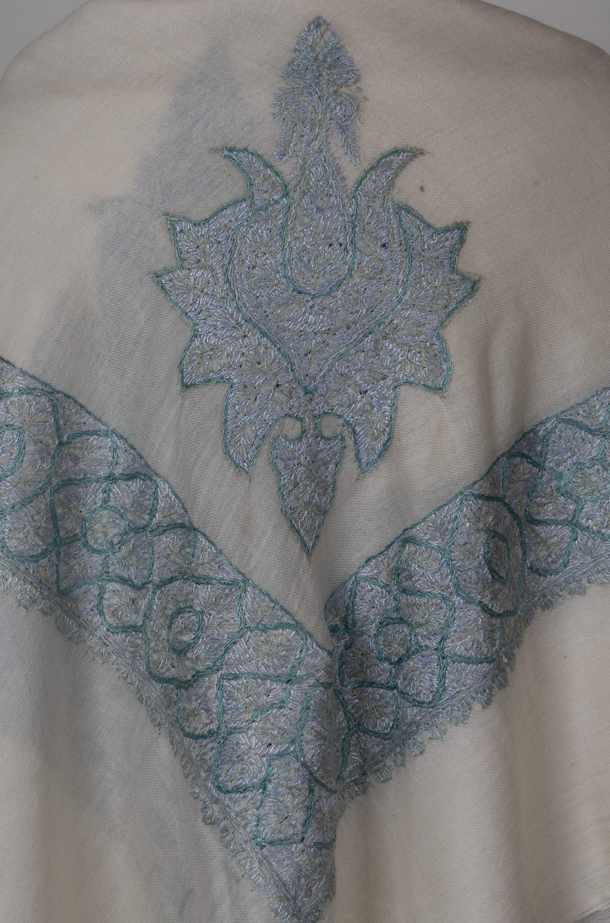 Icy Lotus Rumal 58 inches — Sozni Hand Embroidered