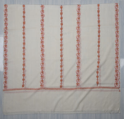 Coral Veil Sozni Hand Embroidered Merino Wool Shawl