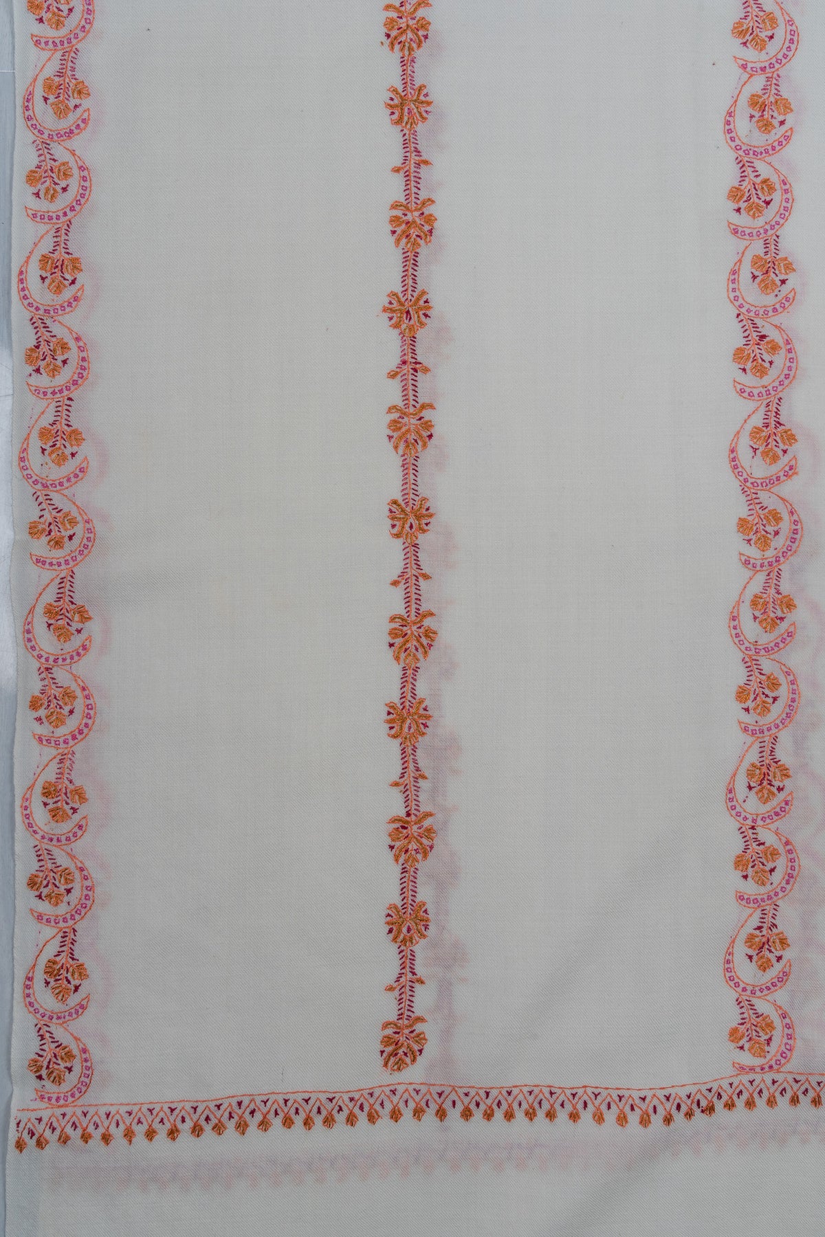 Coral Veil Sozni Hand Embroidered Merino Wool Shawl