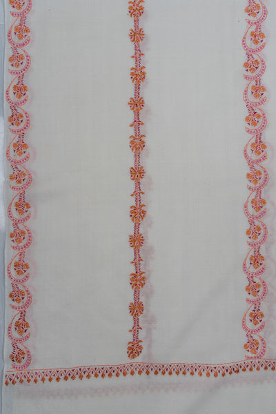 Coral Veil Sozni Hand Embroidered Merino Wool Shawl