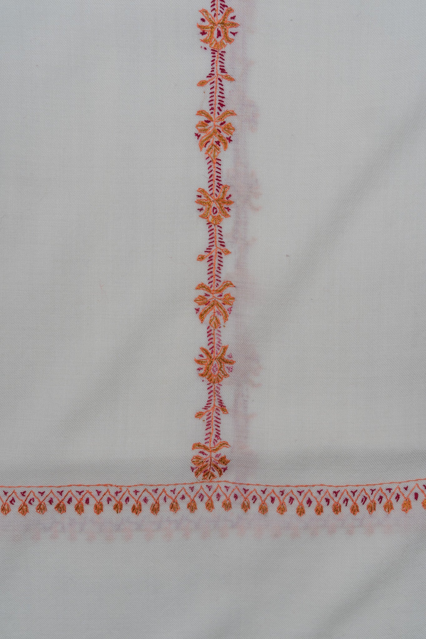 Coral Veil Sozni Hand Embroidered Merino Wool Shawl