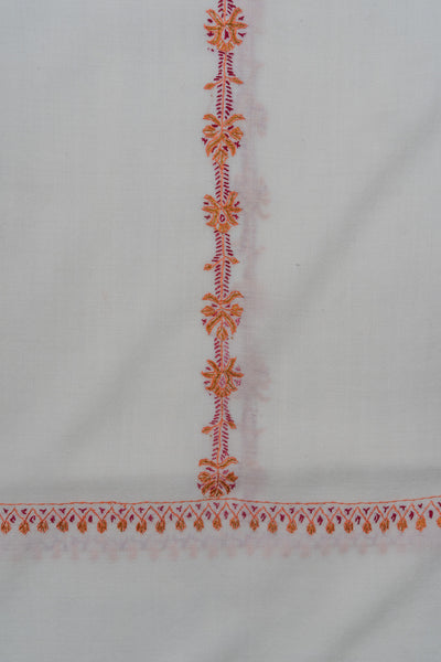 Coral Veil Sozni Hand Embroidered Merino Wool Shawl