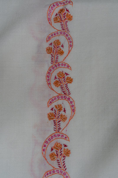 Coral Veil Sozni Hand Embroidered Merino Wool Shawl
