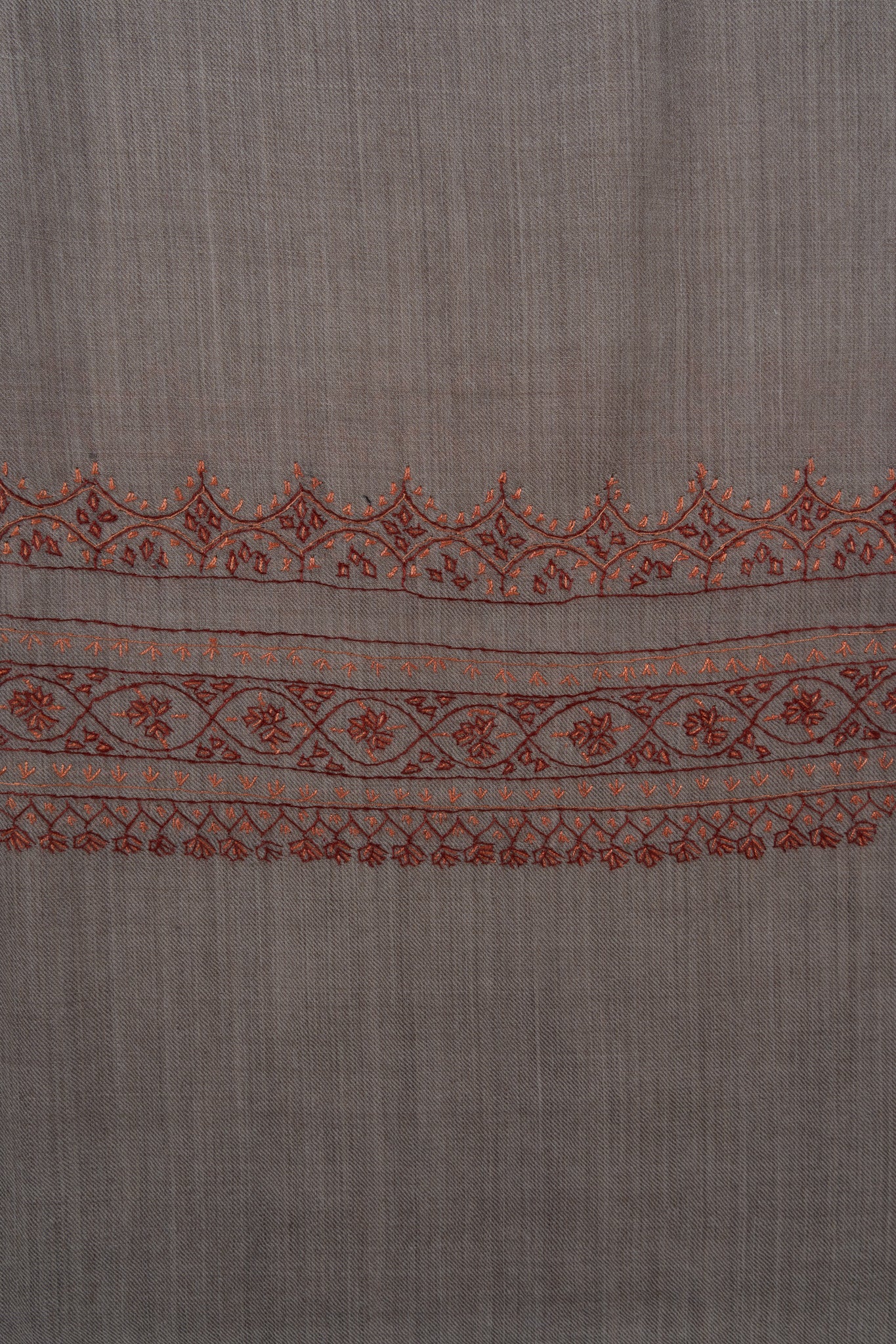 Sandstone Bloom Merino Wool Shawl with Sozni Hand Embroidered Borders