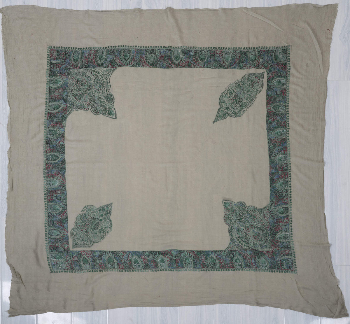 Jade Whisper Rumal 58 inches — Sozni Hand Embroidered