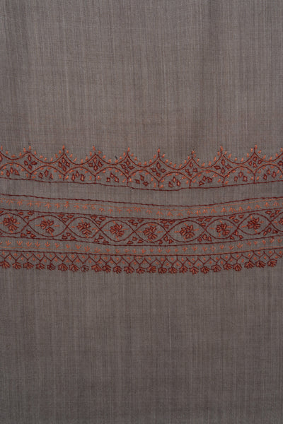 Sandstone Bloom Merino Wool Shawl with Sozni Hand Embroidered Borders