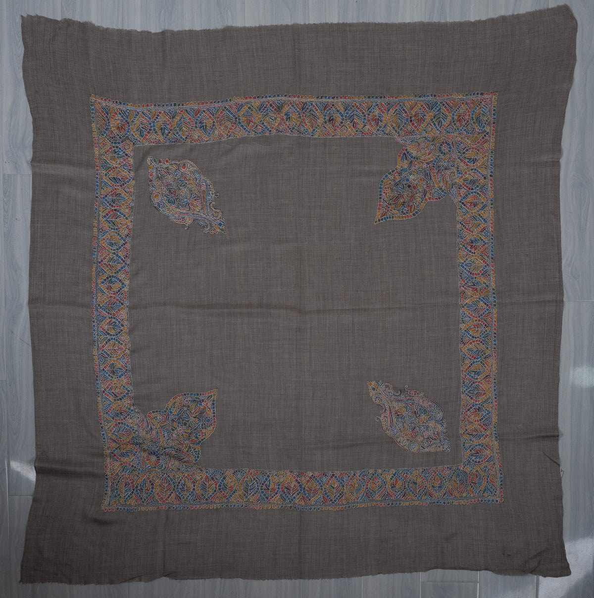 Slate Mosaic Rumal 58 inches — Sozni Hand Embroidered