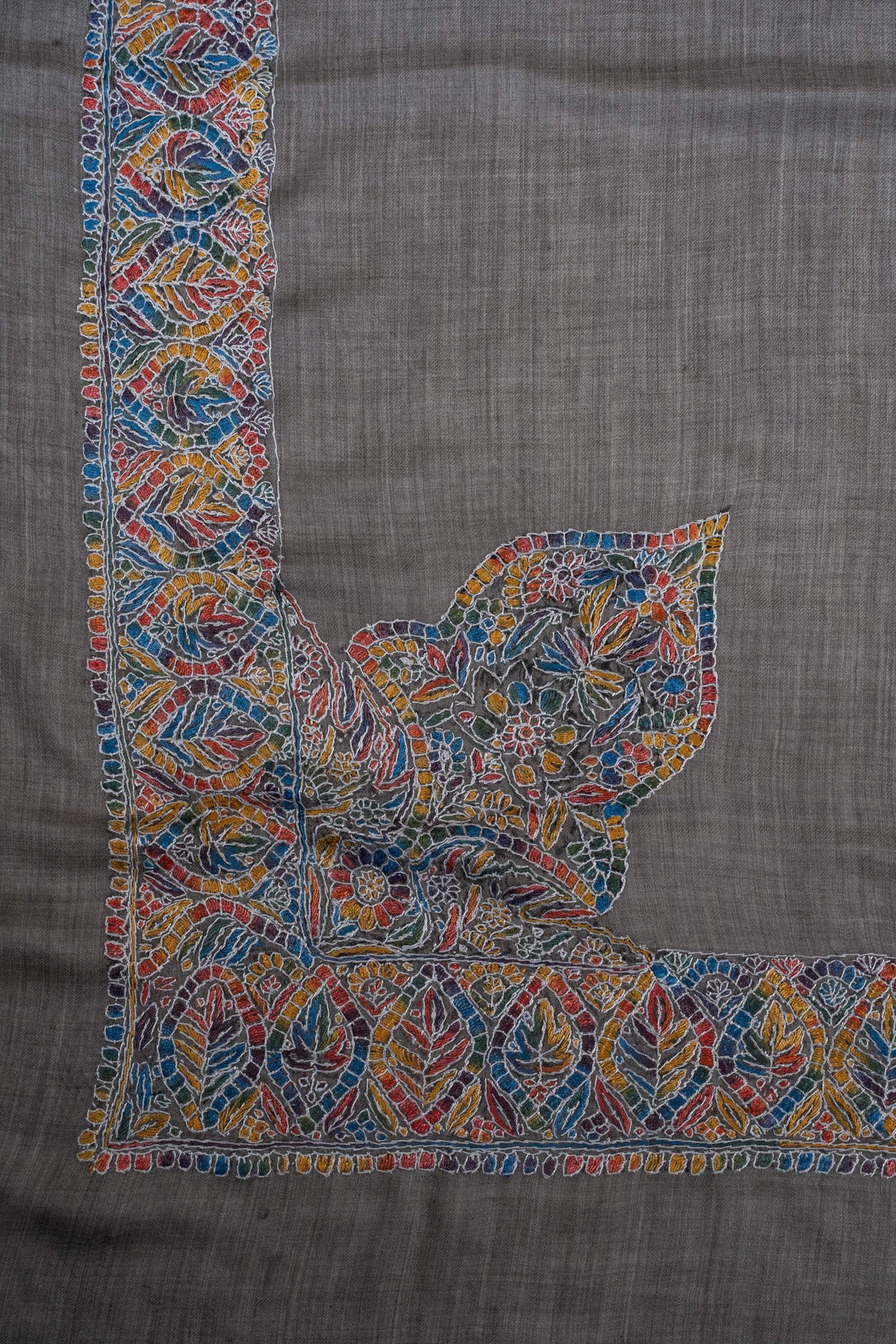 Slate Mosaic Rumal 58 inches — Sozni Hand Embroidered