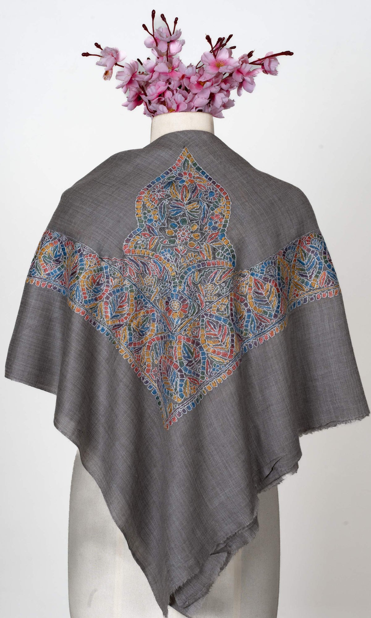 Slate Mosaic Rumal 58 inches — Sozni Hand Embroidered