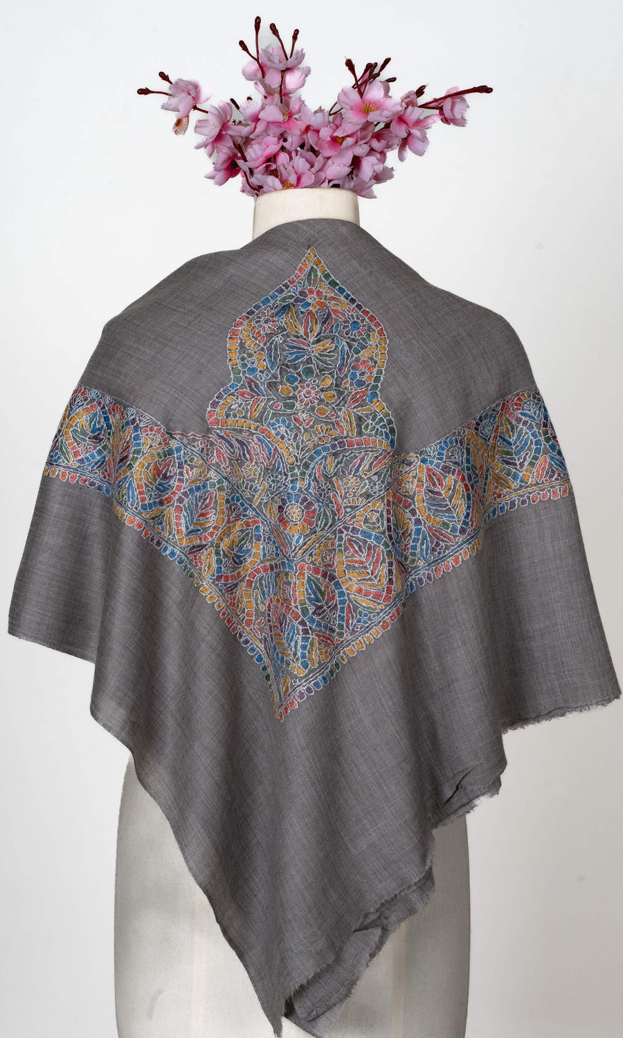 Slate Mosaic Rumal 58 inches — Sozni Hand Embroidered