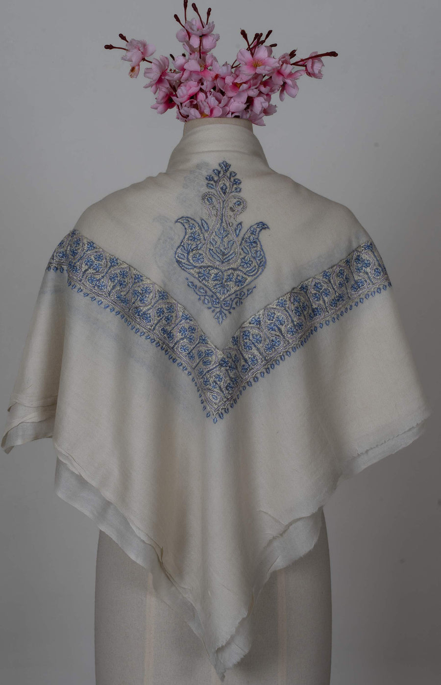 Ivory Sky Rumal 58 inches — Sozni Hand Embroidered