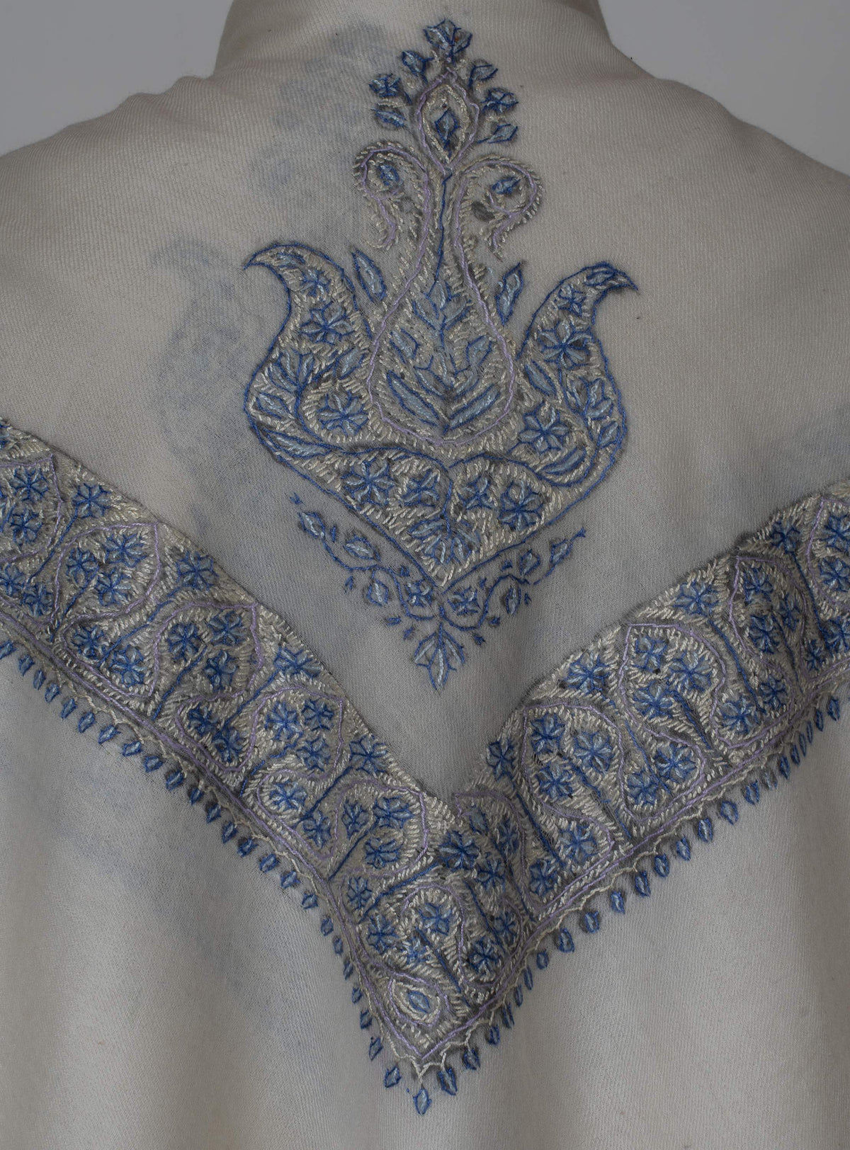 Ivory Sky Rumal 58 inches — Sozni Hand Embroidered
