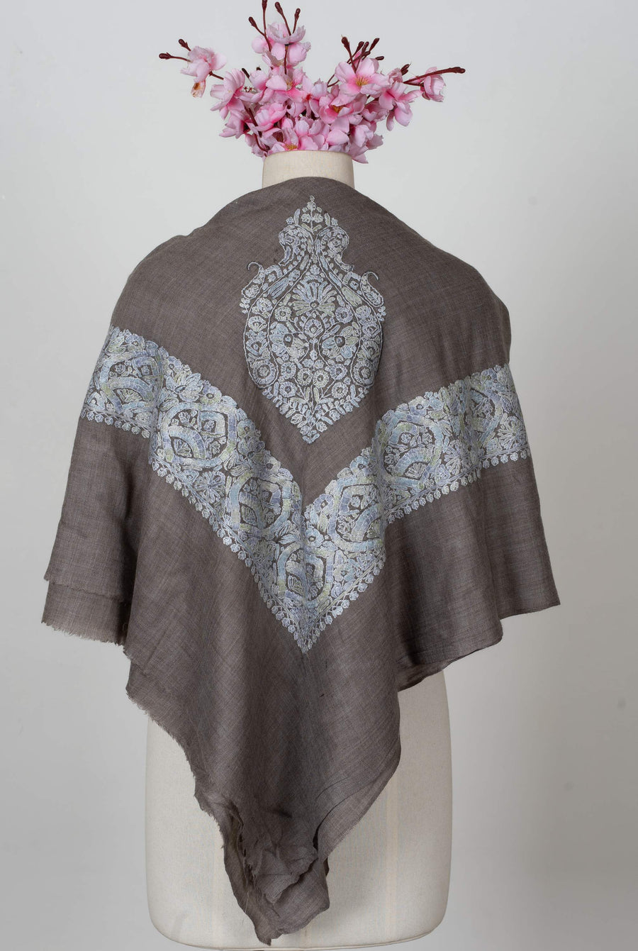 Smoky Taupe Rumal 58 inches — Sozni Hand Embroidered