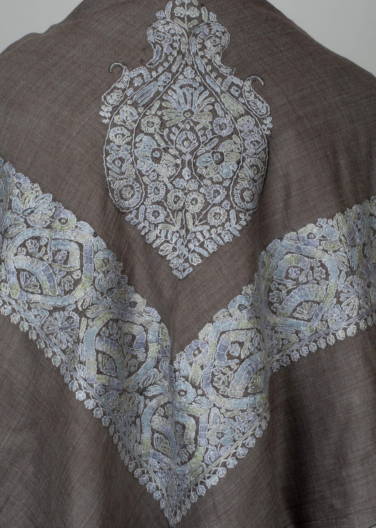 Smoky Taupe Rumal 58 inches — Sozni Hand Embroidered