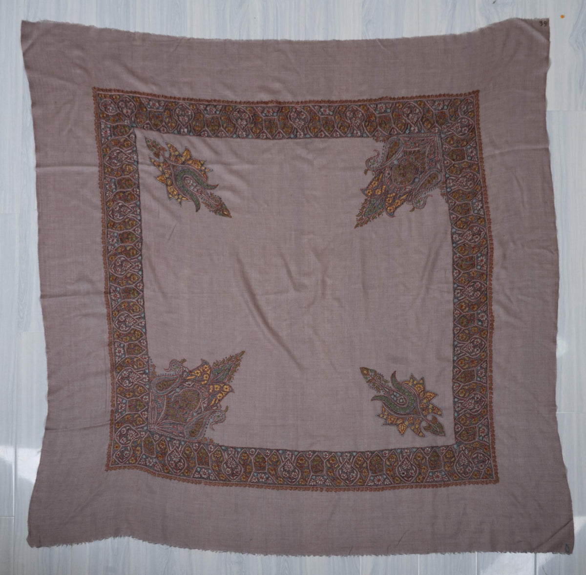 Dusky Rose Rumal 58 inches — Sozni Hand Embroidered