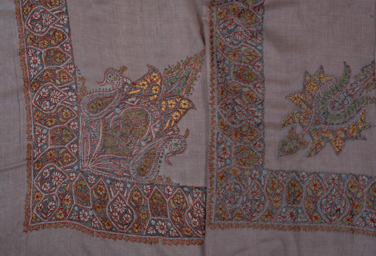 Dusky Rose Rumal 58 inches — Sozni Hand Embroidered