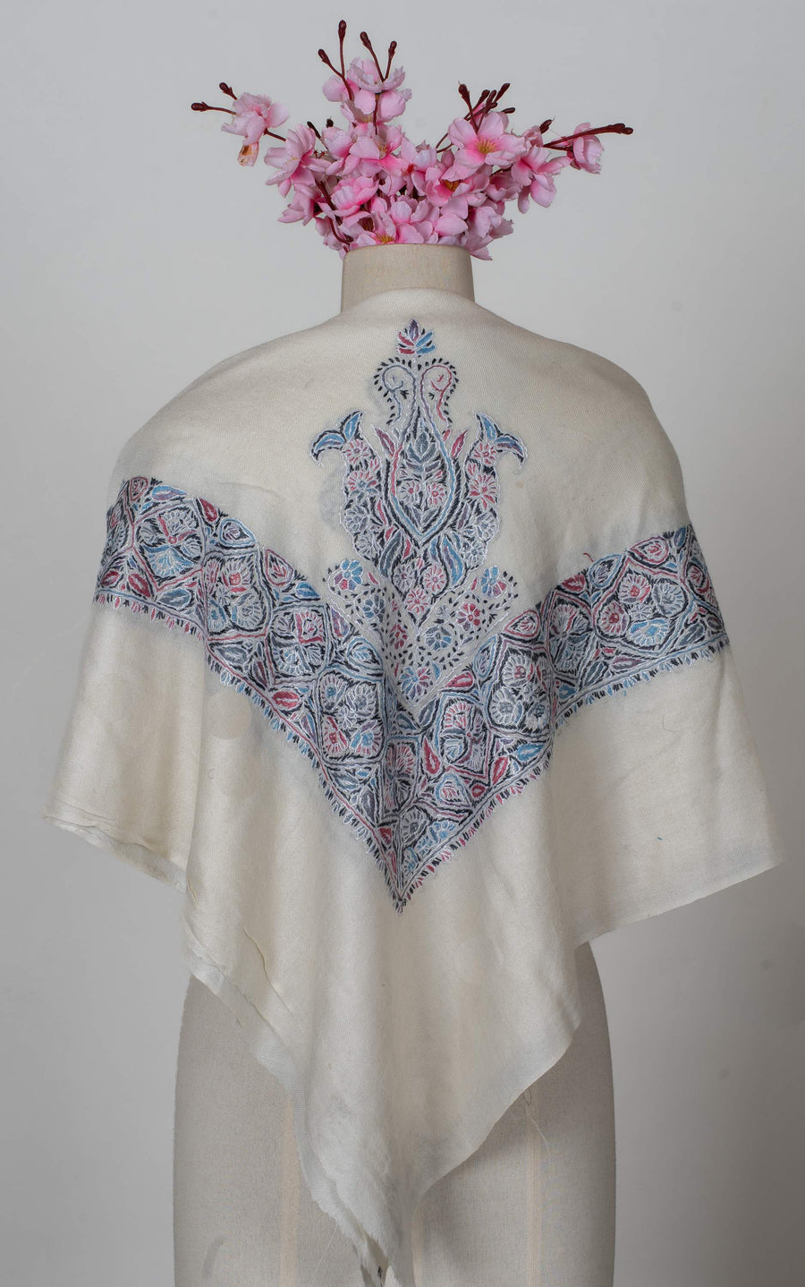 Ivory Petal Rumal 58 inches — Sozni Hand Embroidered