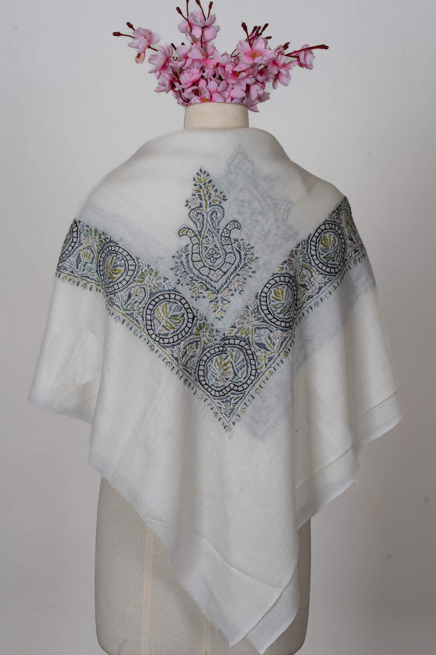 Ivory Grove Rumal 58 inches — Sozni Hand Embroidered
