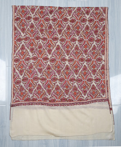 Meadow Mosaic Sozni Hand Embroidered Merino Wool Scarf