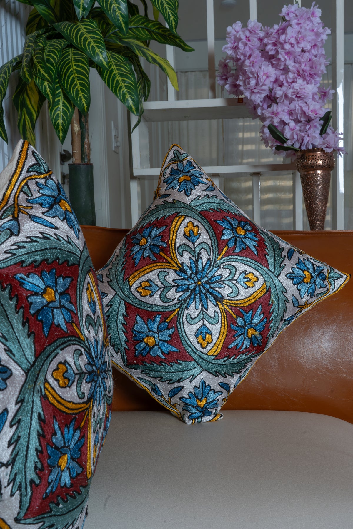 Set of 5 – 16” Hand-Embroidered Cushion Covers