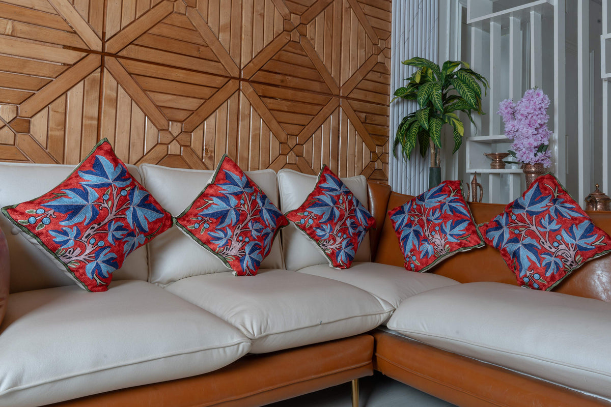 Set of 5 – 16” Hand-Embroidered Cushion Covers
