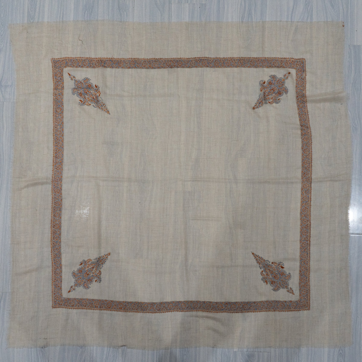 Peach Mist Cashmere Rumal — Sozni Hand Embroidered