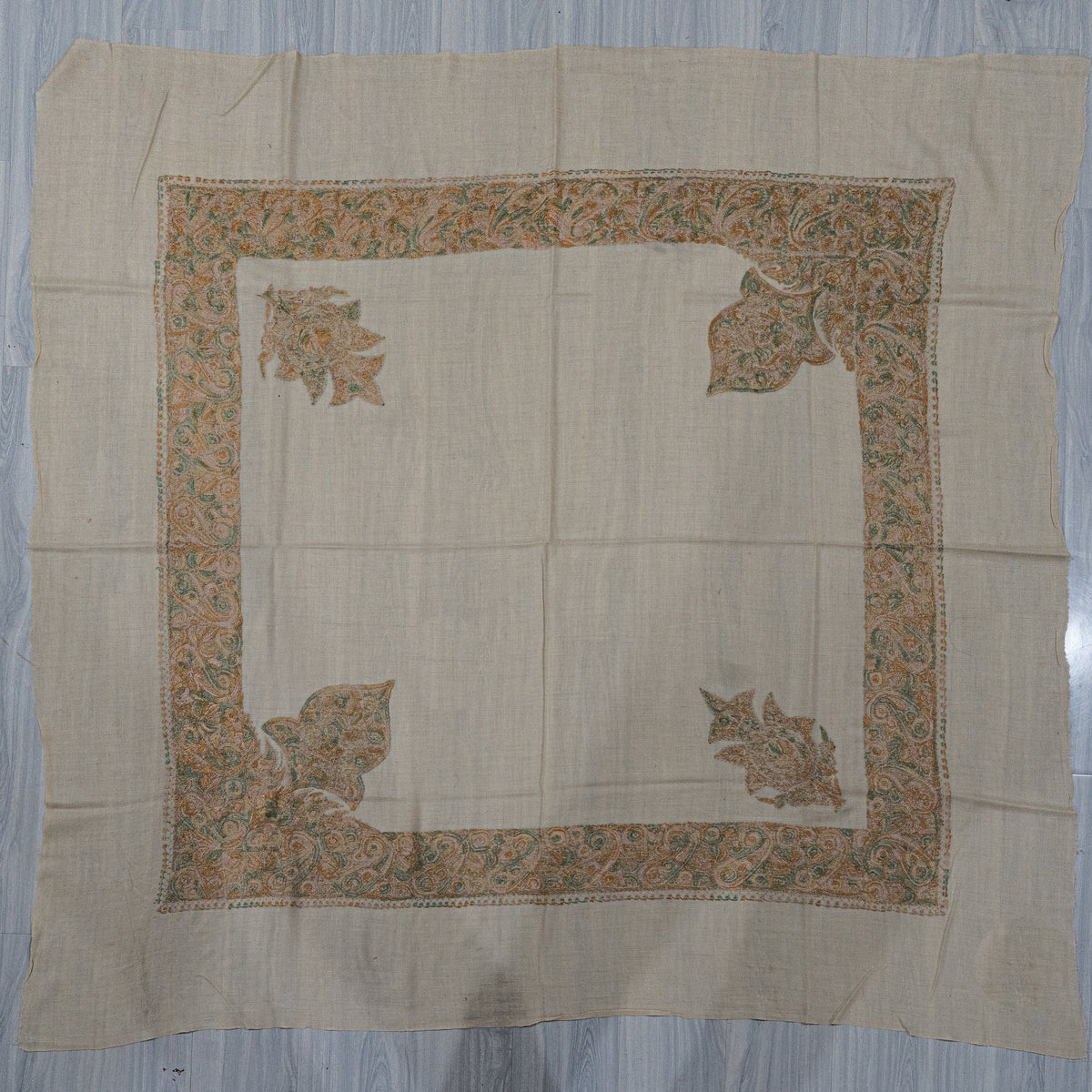 Ivory Dune Cashmere Rumal — Sozni Hand Embroidered