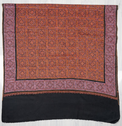 Twilight Mosaic Sozni Hand Embroidered Merino Wool Shawl
