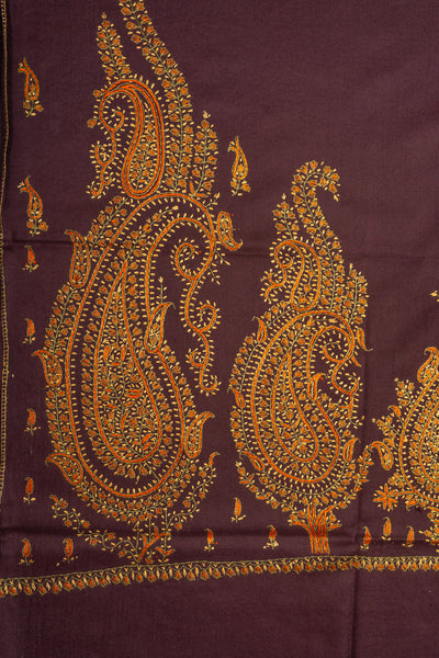 Autumn Empress Sozni Hand Embroidered Merino Wool Shawl