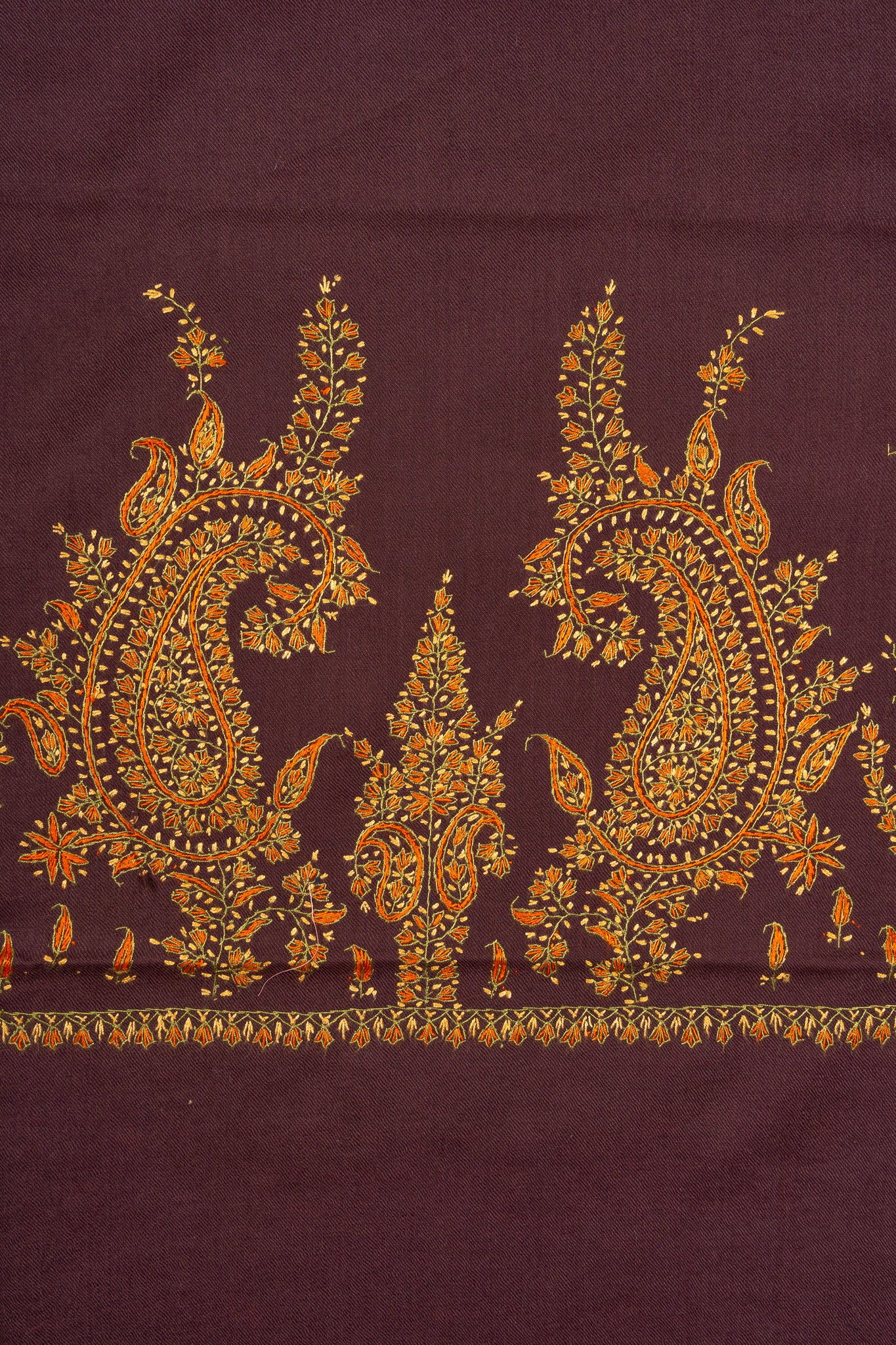 Autumn Empress Sozni Hand Embroidered Merino Wool Shawl