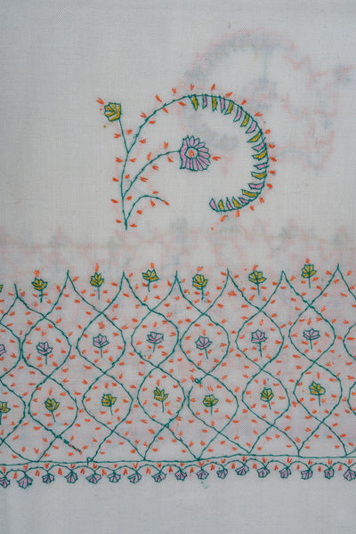 Ivory Garden Sozni Hand Embroidered Merino Wool Shawl