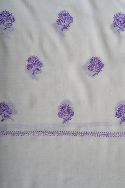 Lavender Breeze Sozni Hand Embroidered Merino Wool Shawl