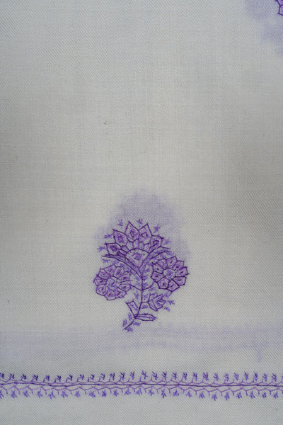 Lavender Breeze Sozni Hand Embroidered Merino Wool Shawl