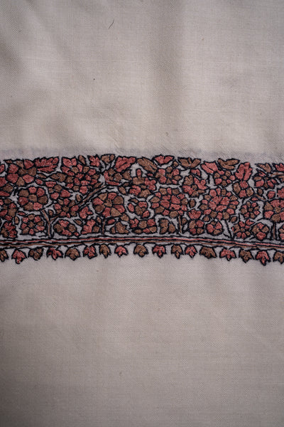 Crimson Vines Merino Wool Shawl with Sozni Hand Embroidered Detailing