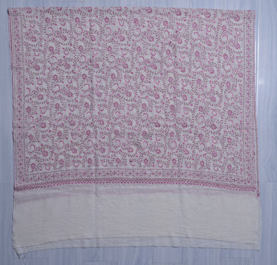 Blush Meadow Sozni Hand Embroidered Merino Wool Shawl