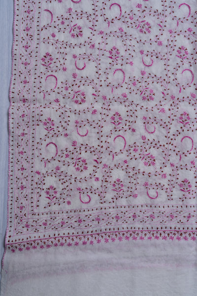 Blush Meadow Sozni Hand Embroidered Merino Wool Shawl