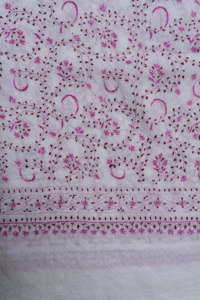 Blush Meadow Sozni Hand Embroidered Merino Wool Shawl