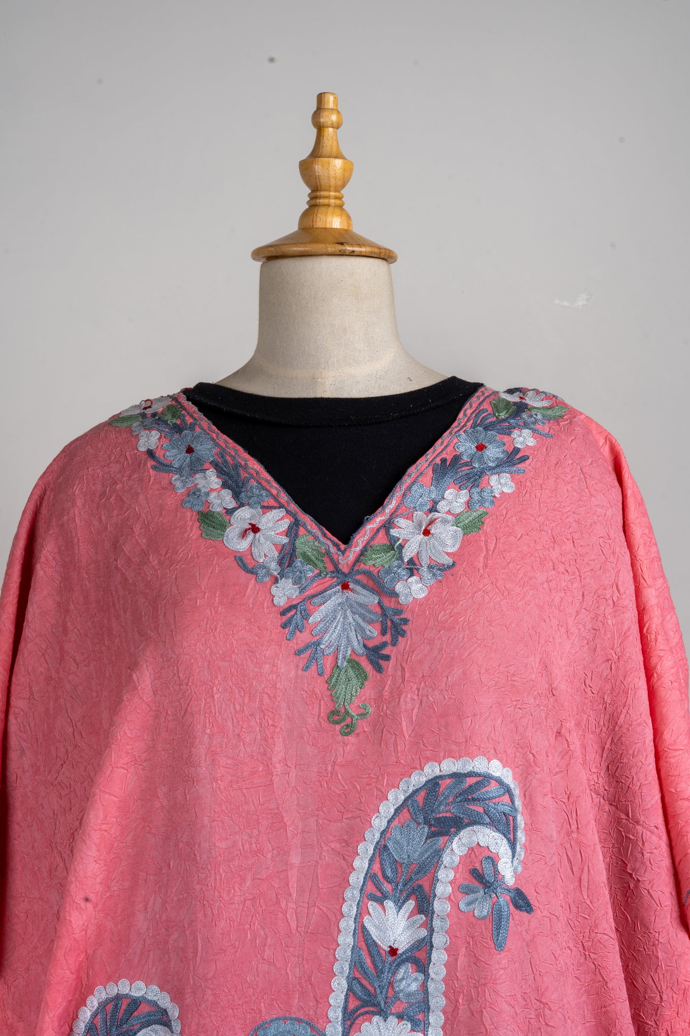 Coral Bloom Aari Embroidered Summer Kaftan