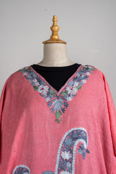 Coral Bloom Aari Embroidered Summer Kaftan