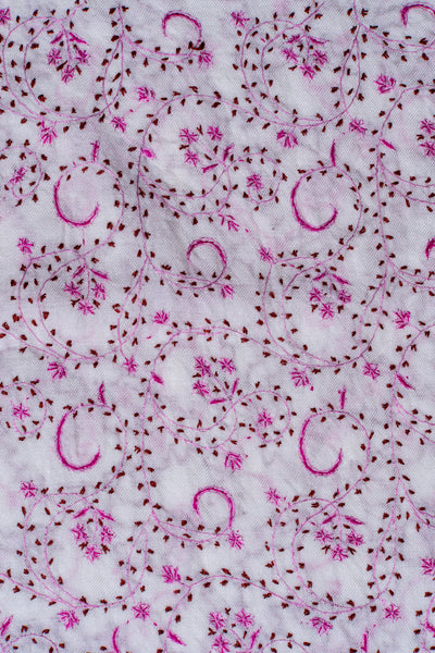 Blush Meadow Sozni Hand Embroidered Merino Wool Shawl