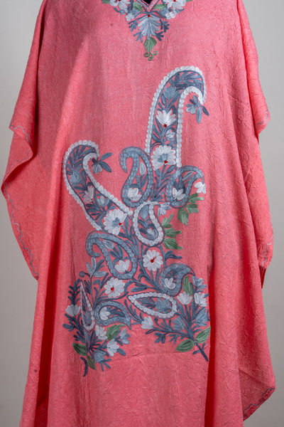 Coral Bloom Aari Embroidered Summer Kaftan