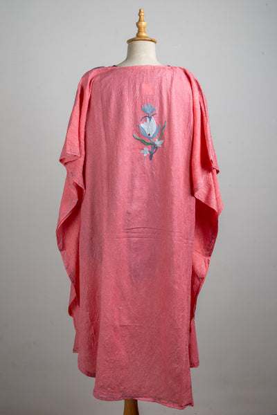 Coral Bloom Aari Embroidered Summer Kaftan