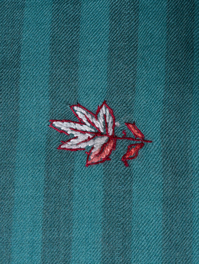Teal Blossom Trails – Sozni Hand Embroidered Merino Wool Shawl